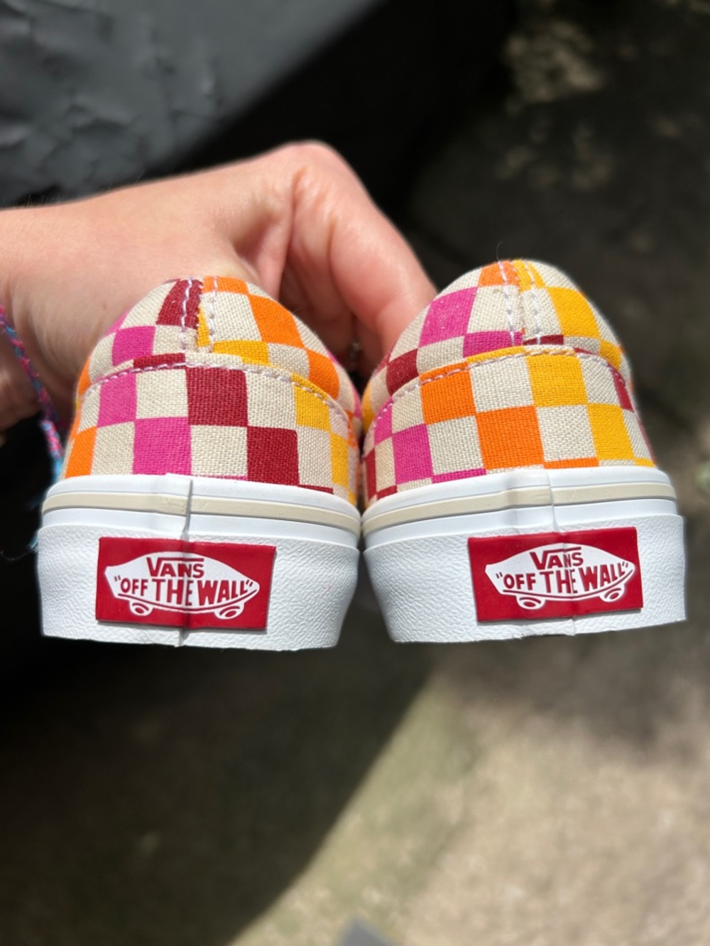 Vans Kids Slip-On Checkerboard Sneakers - Pink, Orange, Yellow - Picture 7 of 7